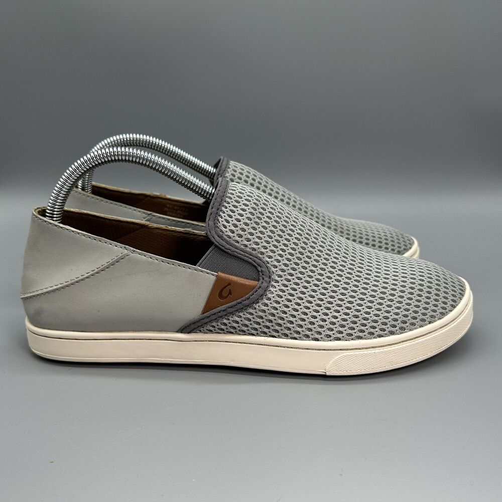Olukai Pehuea Women's 9.5 Slip Ons Flat Loafers Blue Gray Casual Shoes Sneakers